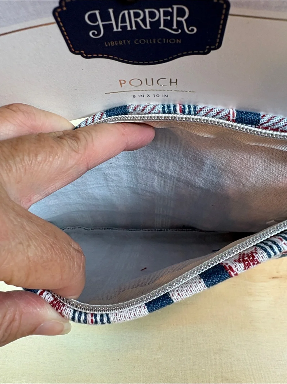 Cotton Essential Pouch Red/White/Blue 8x10 inches